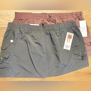 LOT OF 2 Women Plus Size 2x Maroon & Black Bungee Cargo Parachute Skirt  DS